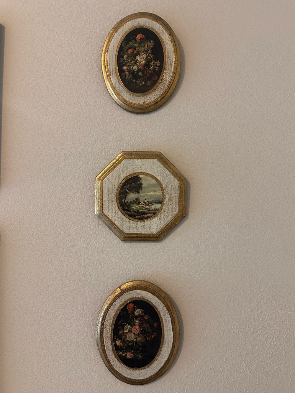 Gold Accent Floral and Landscape Wall Plaques - Set of 3
